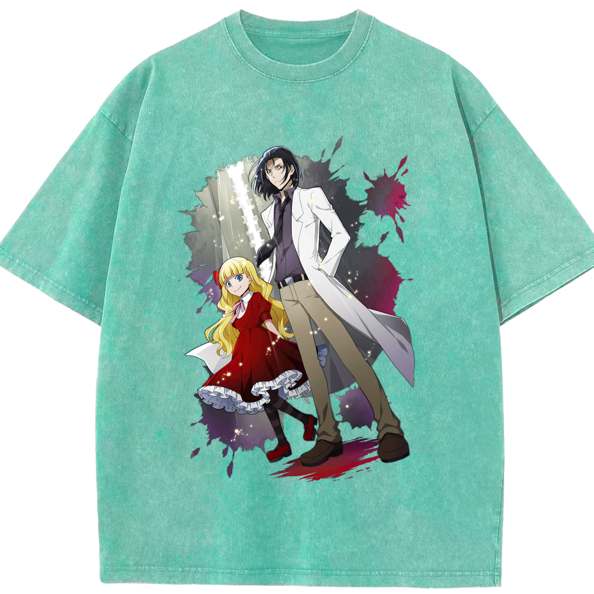 （画像用） 文豪ストレイドッグス Bungo Stray Dogs 綿100% ヴィンテージ風 半袖Tシャツ（フロントプリント）